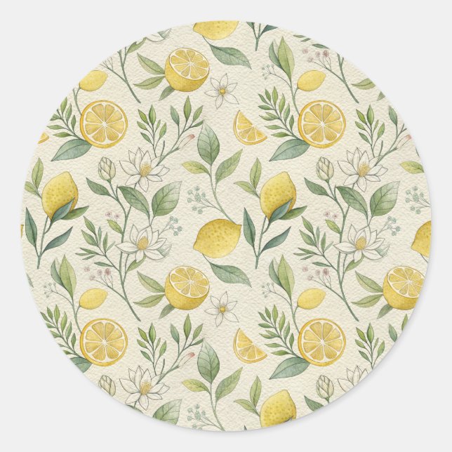 Lemons & Flowers Pattern Sticker (Front)