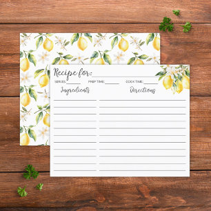 Lemons Flowers Tree Branch Botanical Recipe Card