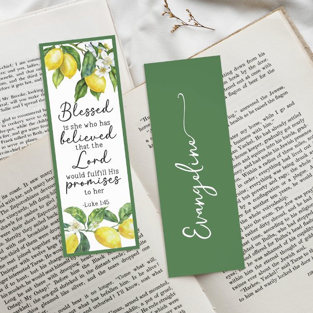 Lemons Fresh Religious Bible Verse Custom Name Bookmarks (Creator Uploaded)