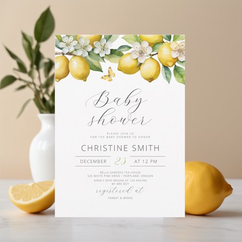 Lemons Fruits Citrus Baby Shower Invitation