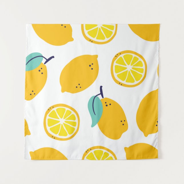 Lemons fruits seamless pattern tapestry (Front)