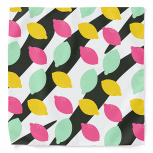 Lemons Fruity Zebra Stripes Mix Animal Print Bandana