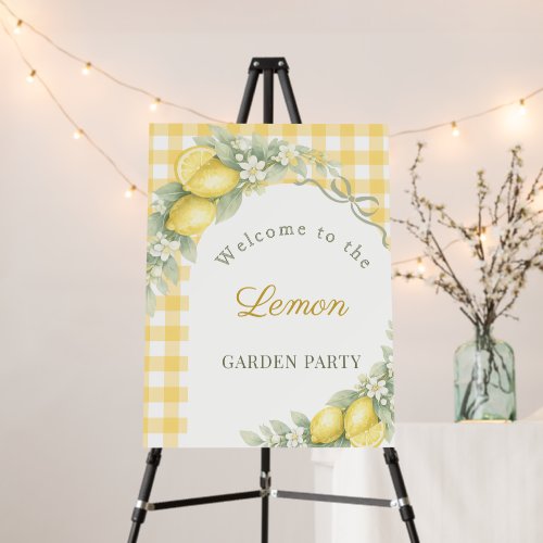 Lemons gingham bow garden party welcome foam board