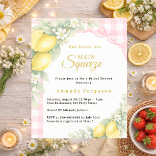 Lemons gingham squeeze Bridal Shower invitation