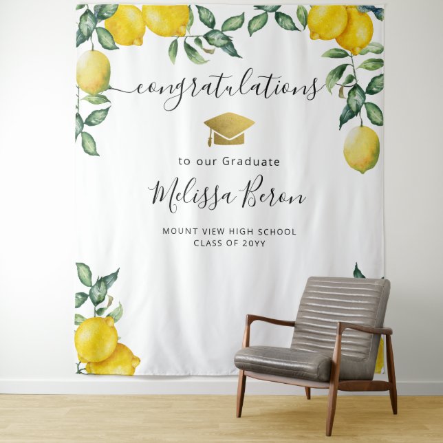 Lemons Graduation Photo Backdrop for Photo booth (In Situ)