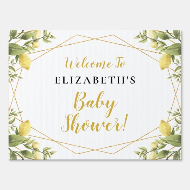 Lemons Greenery Baby Shower Yard Sign (Front)