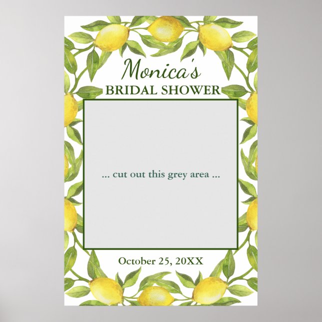 Lemons Greenery Blossom  Bridal Shower Photo Prop Poster (Front)