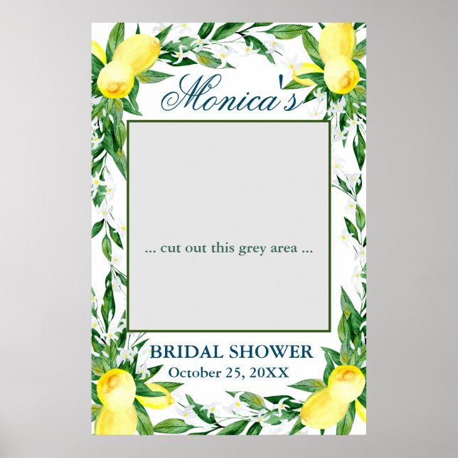 Lemons Greenery Blossom  Bridal Shower Photo Prop Poster (Front)
