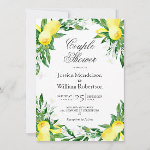 Lemons Greenery Blossom Couple Shower Invitation