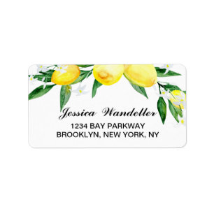 Lemons Greenery Blossom Watercolor Label