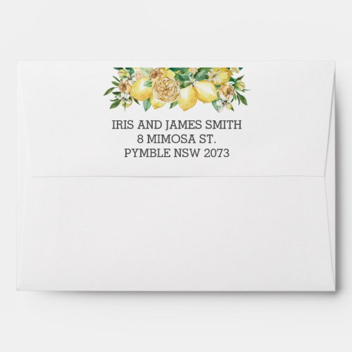 Lemons Greenery Blue Yellow Mosaic Tiles Envelope