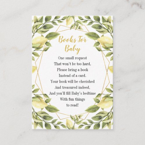 Lemons Greenery Books For Baby Enclosure Card