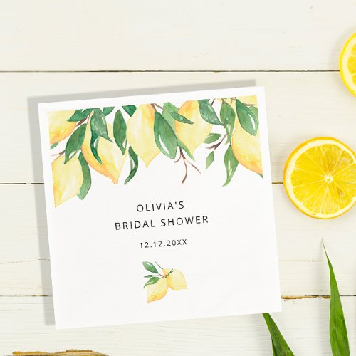 Lemons Greenery Bridal Shower Napkins