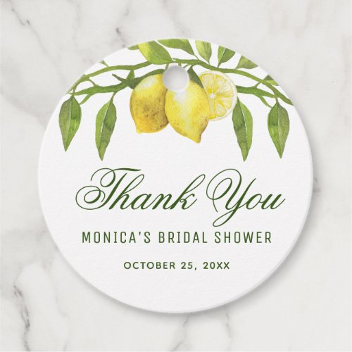 Lemons  Greenery Chic Bridal Shower Thank You Favor Tags