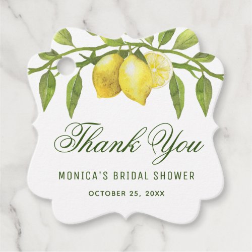 Lemons  Greenery Chic Bridal Shower Thank You Favor Tags