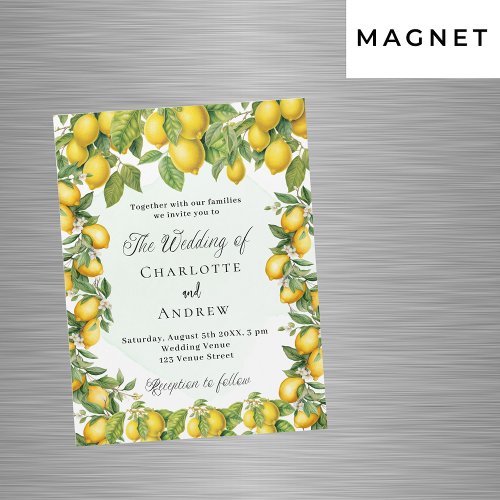 Lemons greenery elegant luxury wedding magnetic invitation