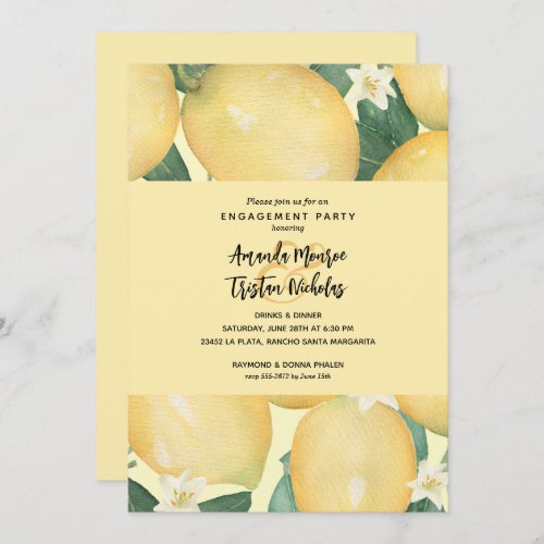 Lemons Greenery Engagement Party Invitation