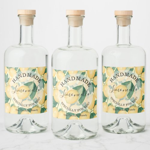 Lemons Greenery Handmade Limoncello Liquor Bottle Label