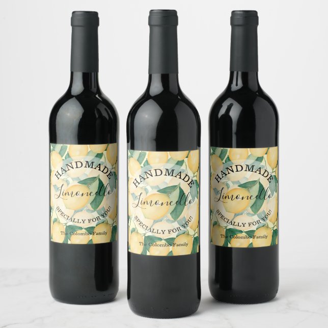 Lemons Greenery Handmade  Wine Label (Bottles)