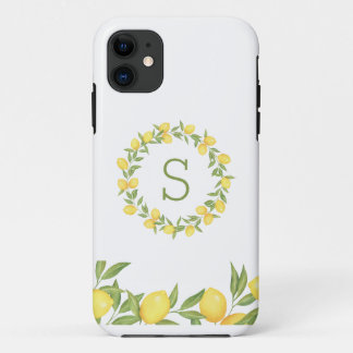 Lemons Greenery Monogram iPhone 11 Case