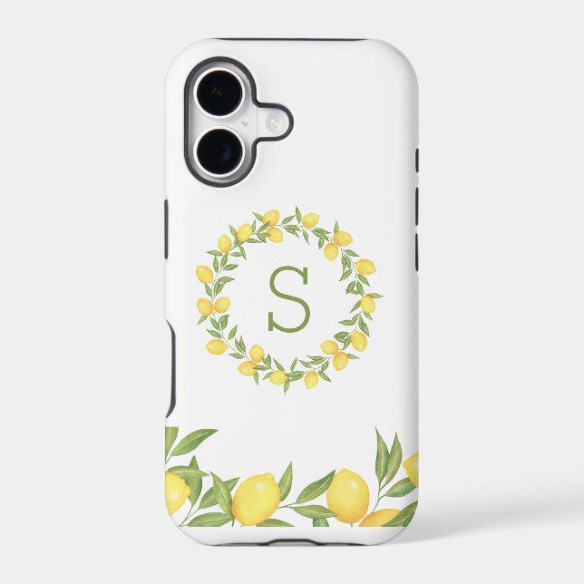 Lemons Greenery Monogram  Iphone Case (Back)