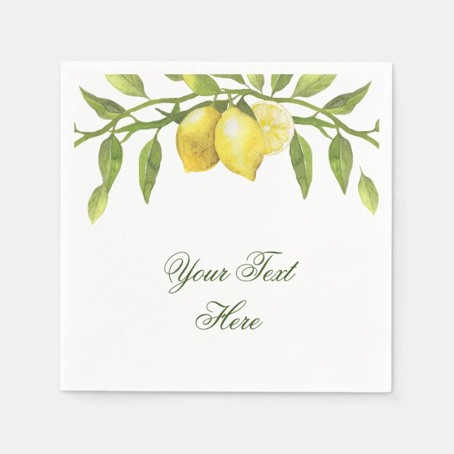 Lemons & Greenery PARTY Paper Napkins (Front)