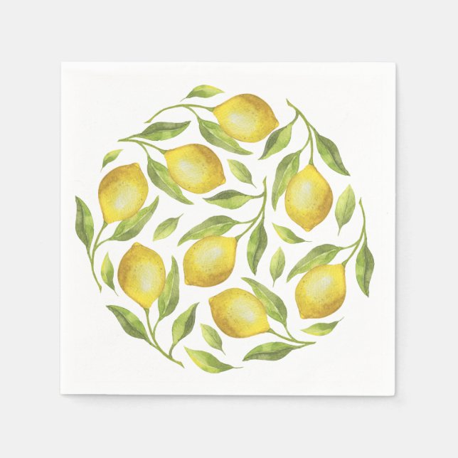 Lemons & Greenery PARTY Paper Napkins (Front)
