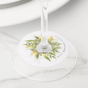Lemons Greenery Rustic Wedding Wine Glass Tag