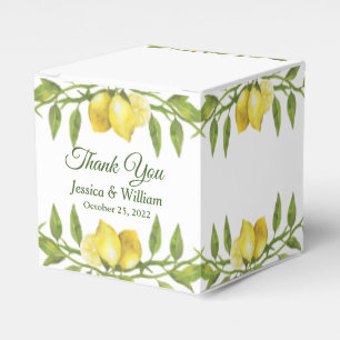 Lemons & Greenery Watercolor Gift Wedding Favor Boxes