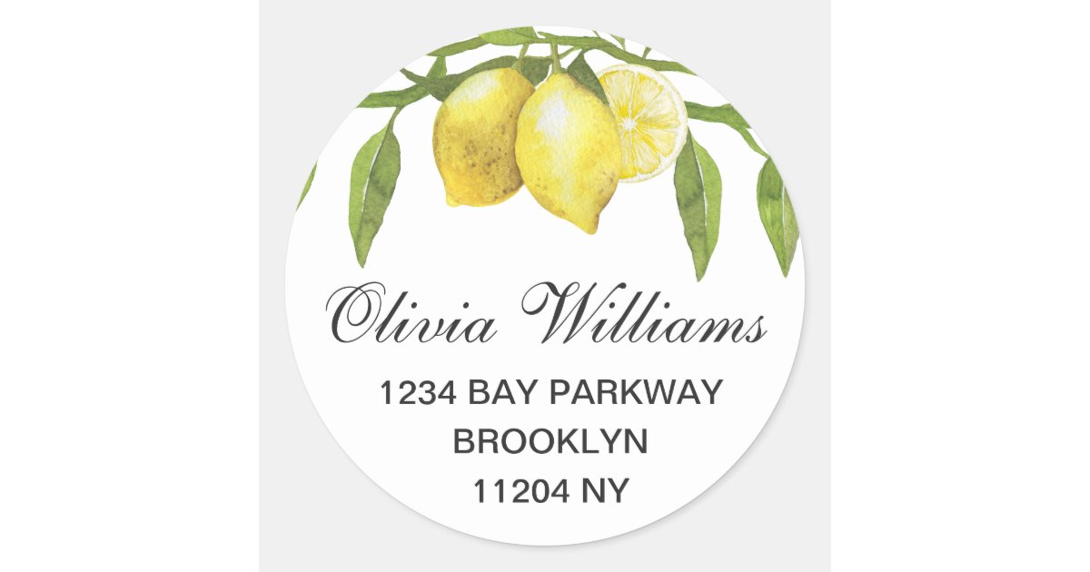 Lemons Greenery Watercolor Return Address Label Zazzle