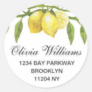 Lemons Greenery Watercolor Return Address Label