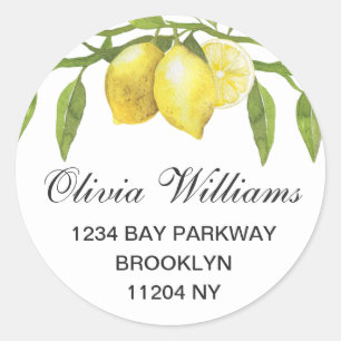 Lemons Greenery Watercolor Return Address Label