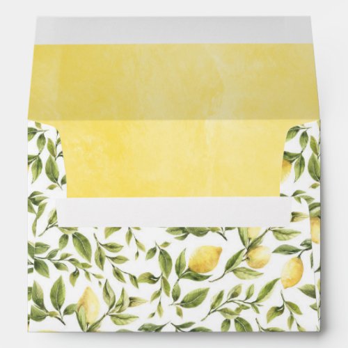 Lemons Greenery Watercolor Yellow Green Envelope