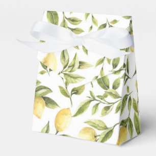 Lemons Greenery Watercolor Yellow Green Favor Boxes