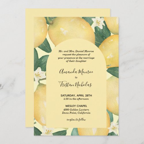 Lemons Greenery Wedding All in One Invites