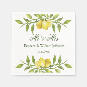 Lemons & Greenery Wedding Paper Napkins