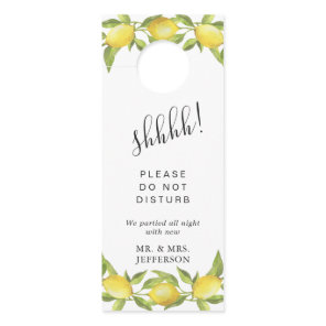 Lemons & Greenery Wedding Welcome Do Not Disturb Door Hanger