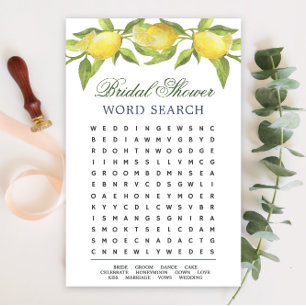 Lemons & Greenery Word Search Bridal Shower Game