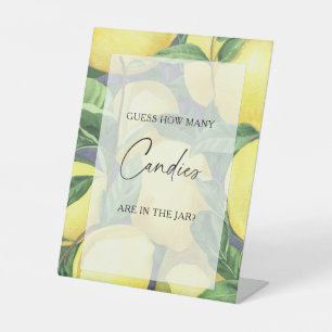 Lemons -guess how many candies game pedestal sign