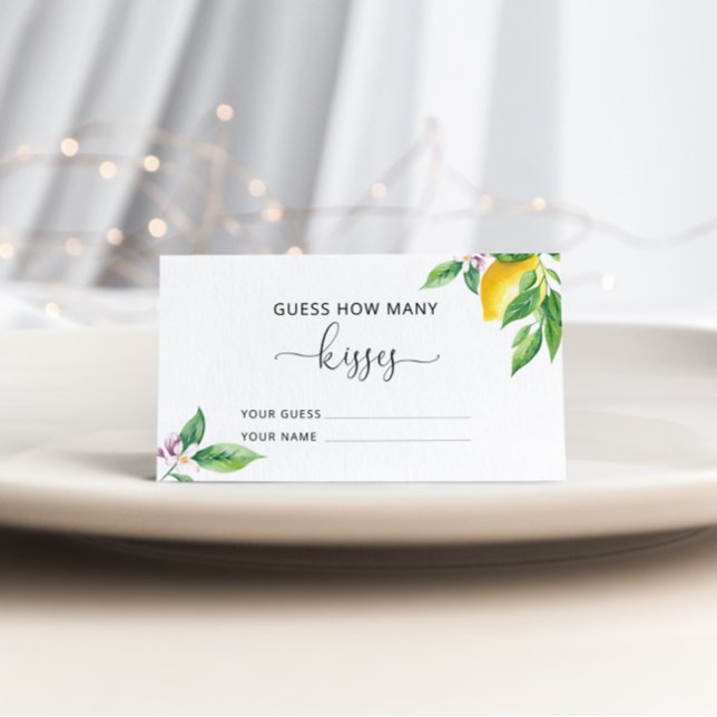 Lemons guess how many kisses bridal game enclosure card (Creator Uploaded)