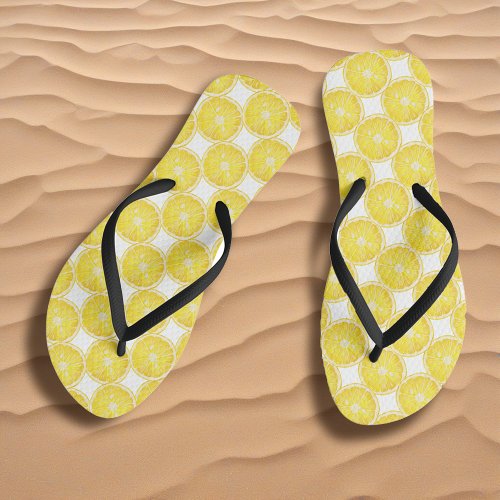 Lemons _ hand drawn patterns flip flops