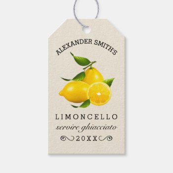 Lemons Homemade Limoncello Hang Tag | Bottle by hungaricanprincess at Zazzle