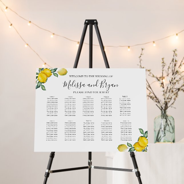Lemons Horizontal Seating Chart Foam Board (In Situ (Stand))