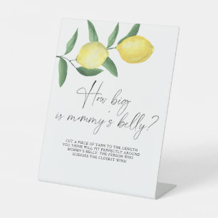 Lemons - how big is mommy's belly game  pedestal sign