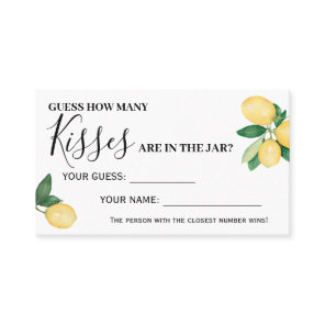 Lemons How Many Kisses Bridal Shower Game card