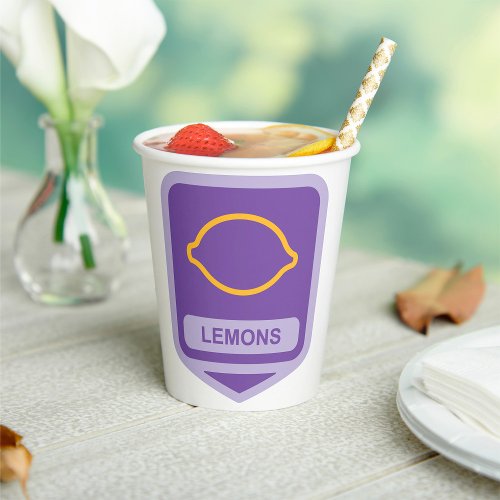 Lemons Icon Fruit Symbol Paper Cups