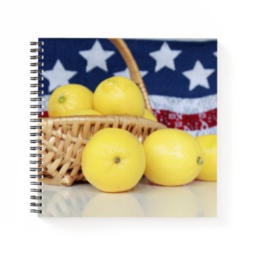 Lemons in Basket with Flag Background Notebook Lemons in Basket with Flag Background Notebook