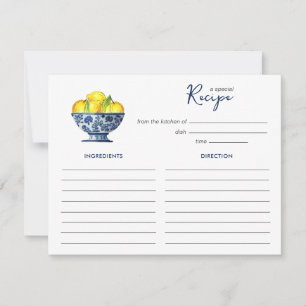 Lemons in blue and white bowl Recipe card
