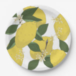 Lemons in Repeated Pattern Paper Plates