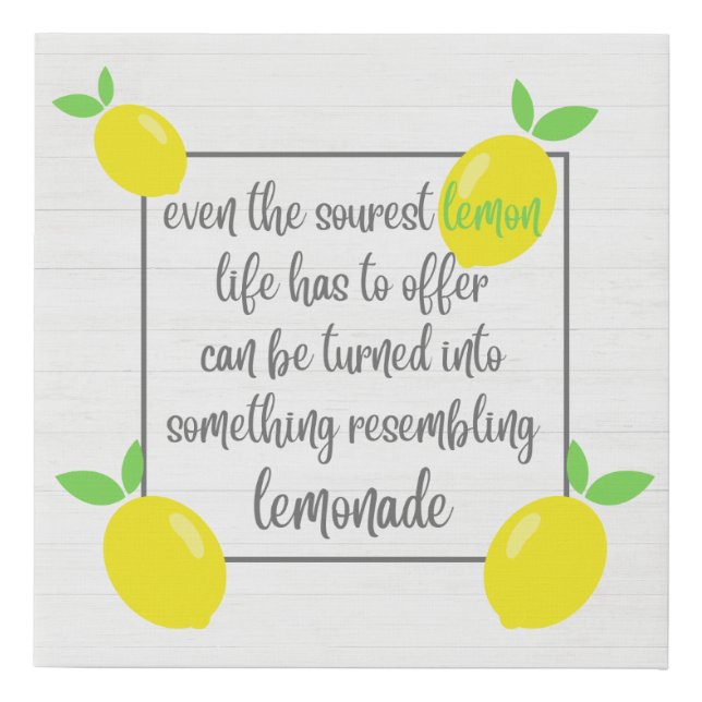 Lemons into Lemonade Kitchen Decor Wall Art Canvas (Front)